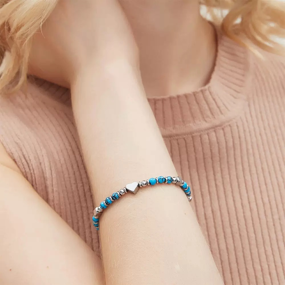 To My Granddaughter-Turquoise Heart Bracelet