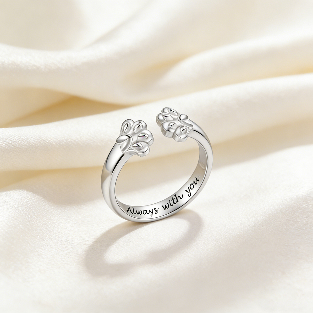 Engraved Paw Print Open Ring