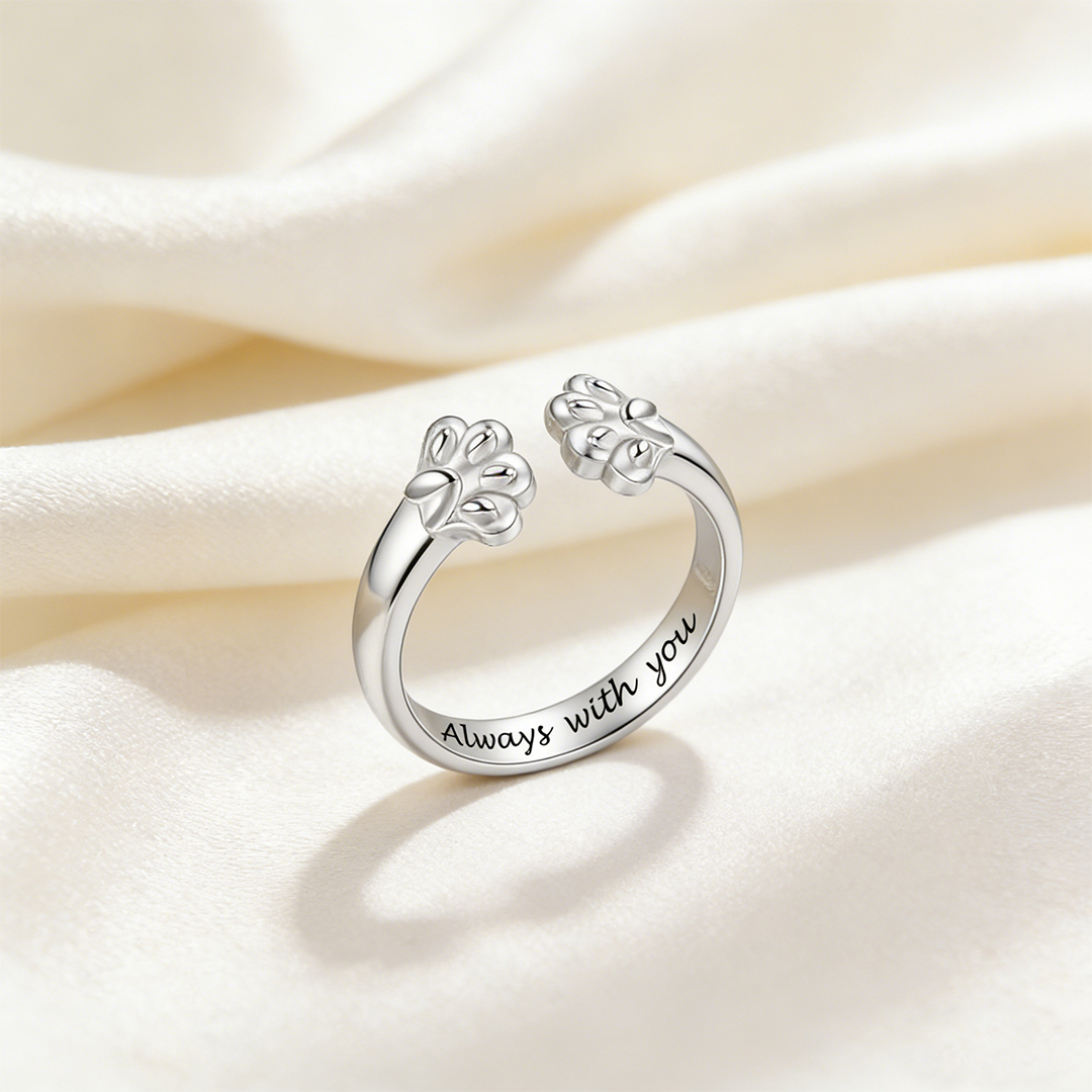Engraved Paw Print Open Ring