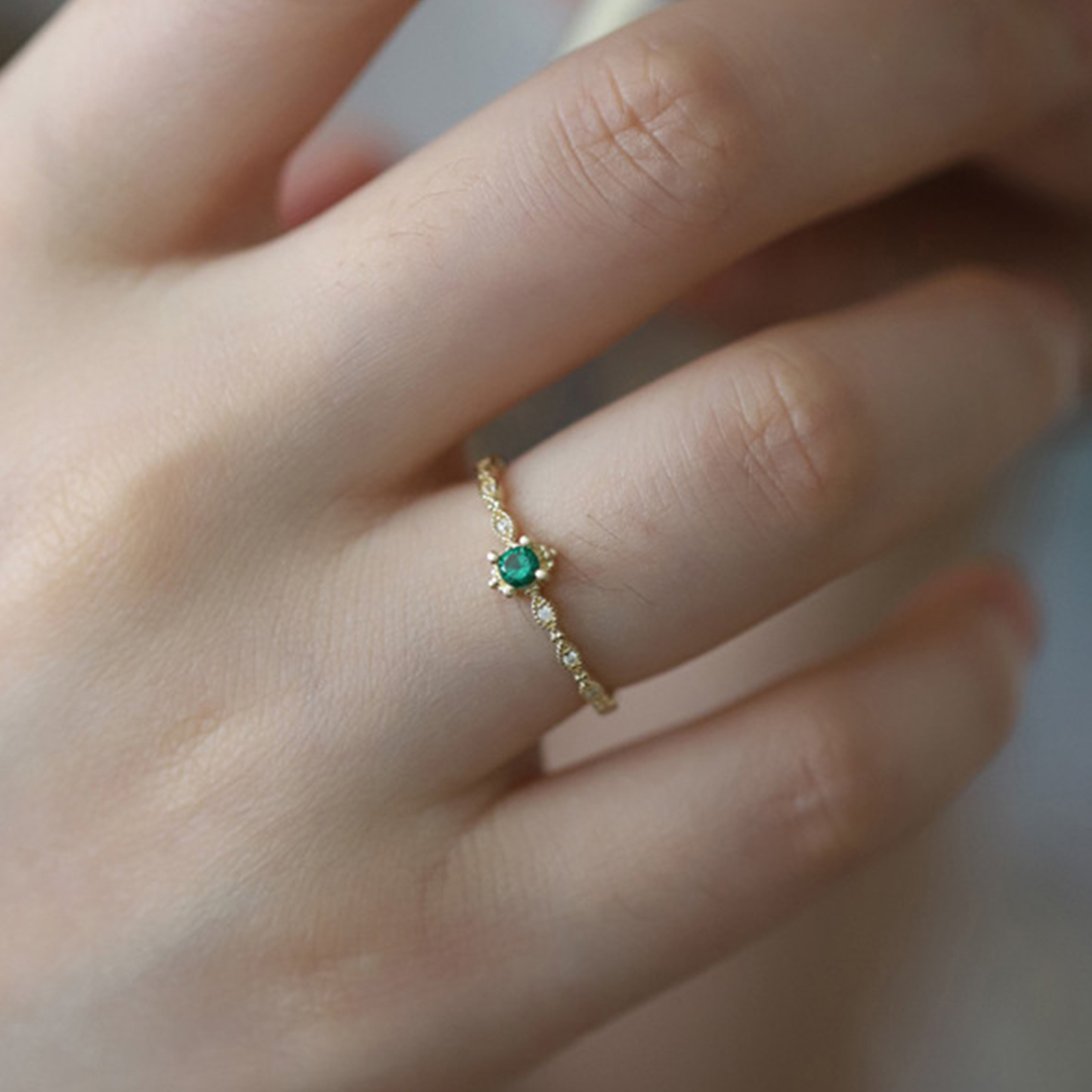 It's OK To Not Be OK Emerald Dainty Ring