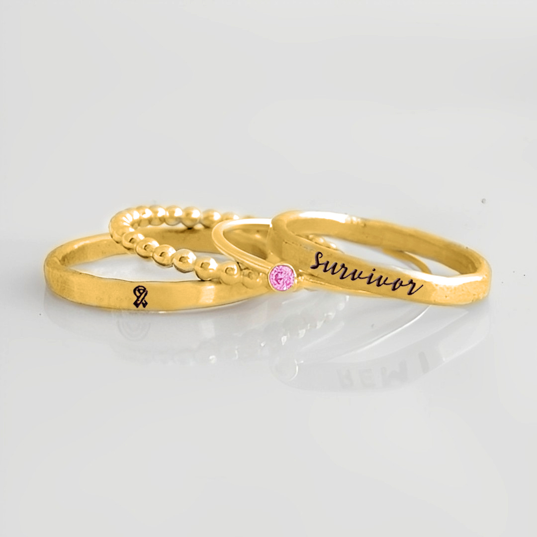 Breast Cancer Awareness-I Am Enough Four-layer stacking ring