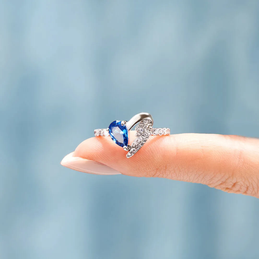 For Memorial - I am a mother to a son with wings Heart Wings Ring