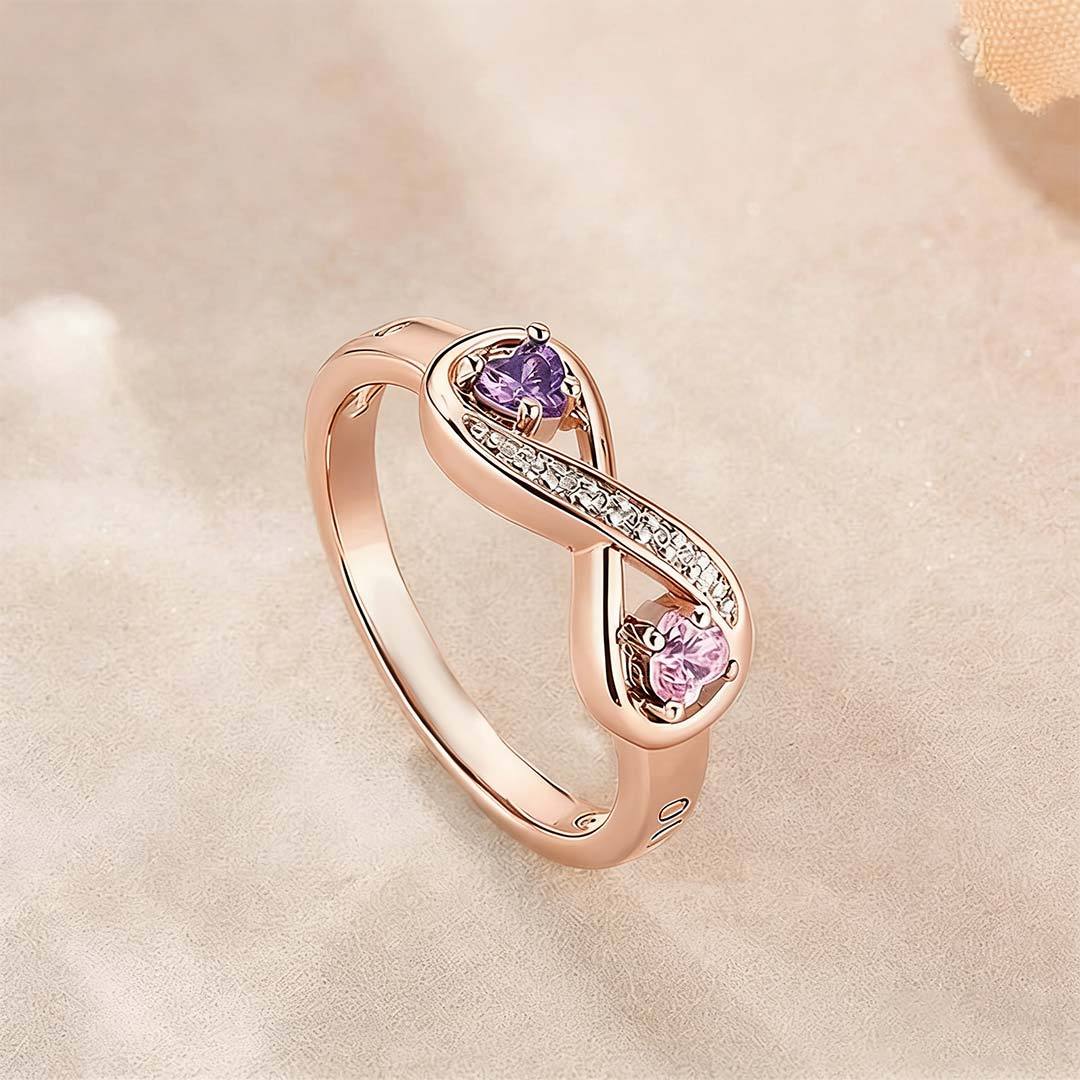 Mother&Daughter-Infinity Two Birthstone Ring