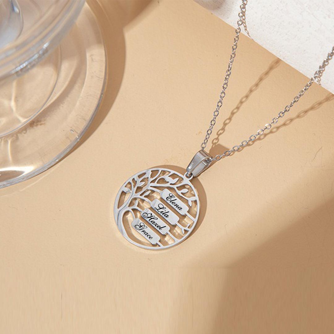 Tree of Life Horizontal Bar Name Custom Necklace