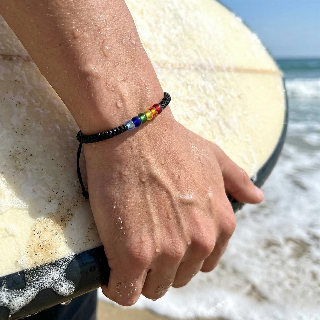 Autism Awareness-Rainbow Beaded Cord Bracelet