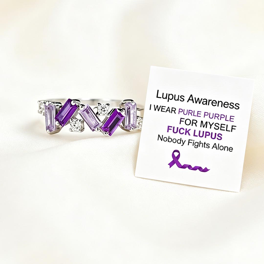 Lupus Awareness Gift Purple broken Ring