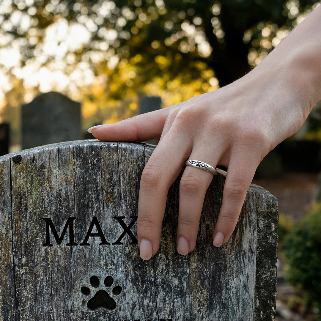 [⚡38% OFF] FOR MEMORIAL - My Four-legged Angel is Always Near By Tiny Paw With Wings Ring