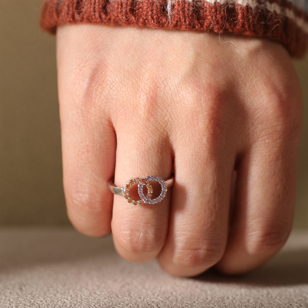 S925 Custom Birthstones Interlocking Diamond Ring