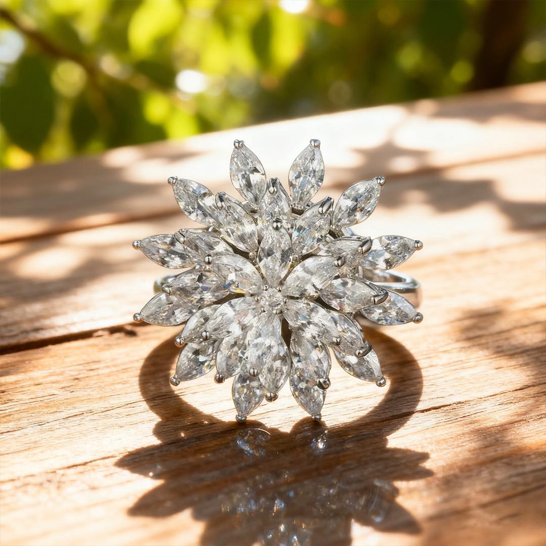 Fuck It and Begin Again-Rotating Snow Lotus Open Ring