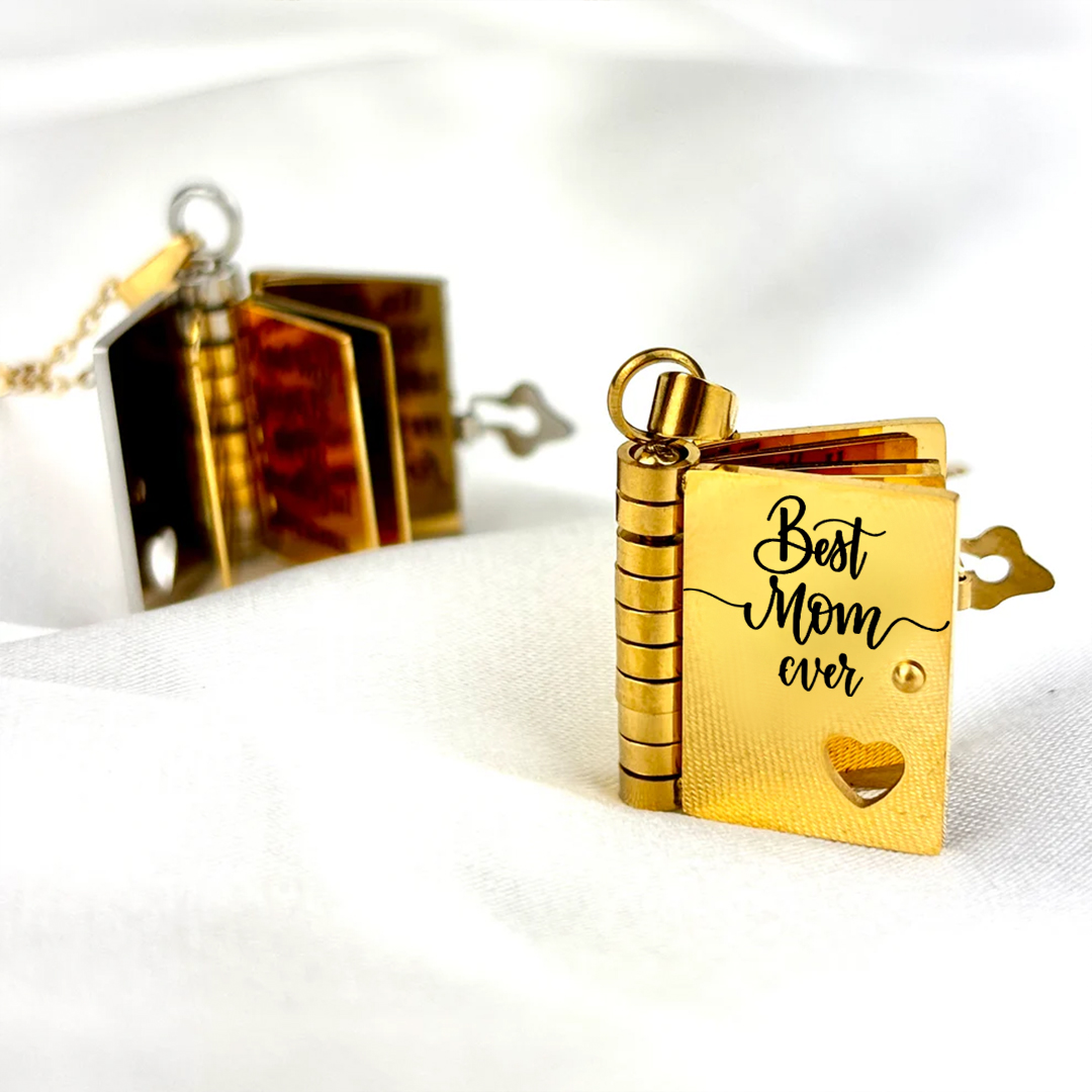 For My Incredible Mom Book Necklace