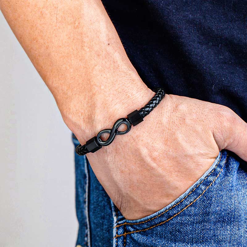 For Grandson - Grandmother and Grandson A link That  Can Never Be Undone Ceramic Infinity Braided Bracelet