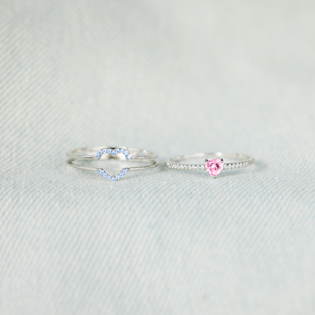 Mama of An Angel Pink & Blue Heart Stacked Ring