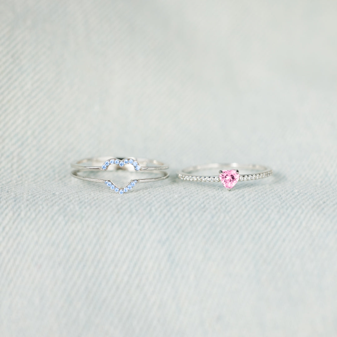 Mama of An Angel Pink & Blue Heart Stacked Ring
