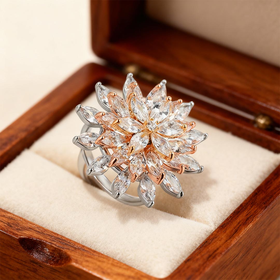 Fuck It and Begin Again-Rotating Snow Lotus Open Ring