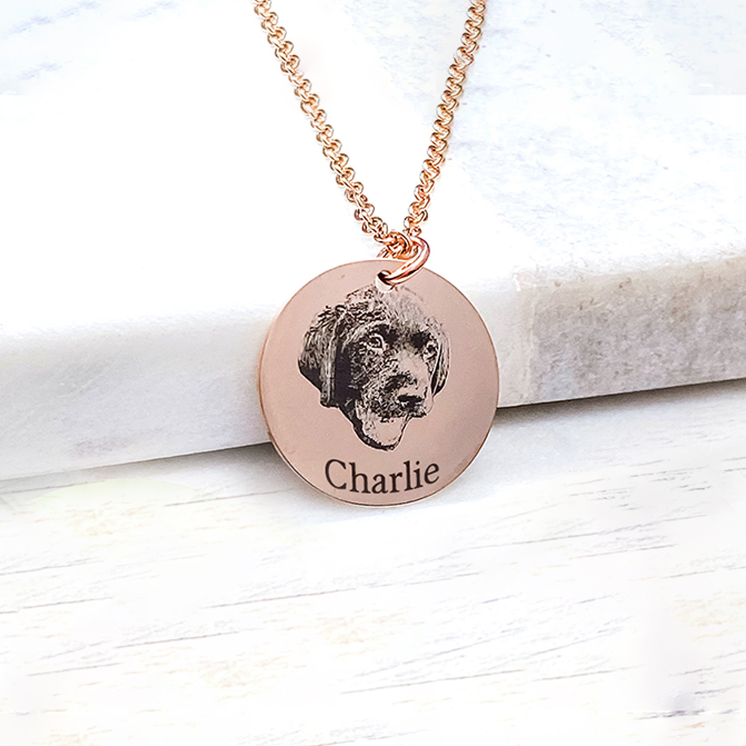 I crossed the rainbow bridge-Custom Pet Face and Name Portrait Necklace