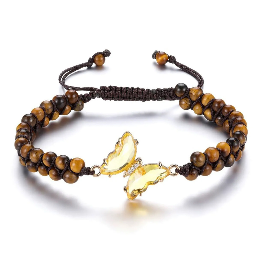 For Memory-Crystal Butterfly Woven Bracelet