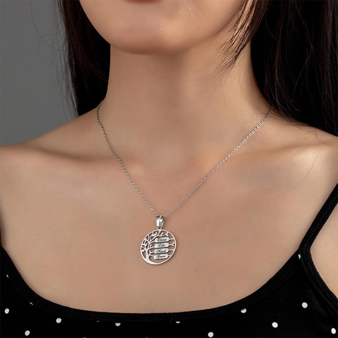Tree of Life Horizontal Bar Name Custom Necklace