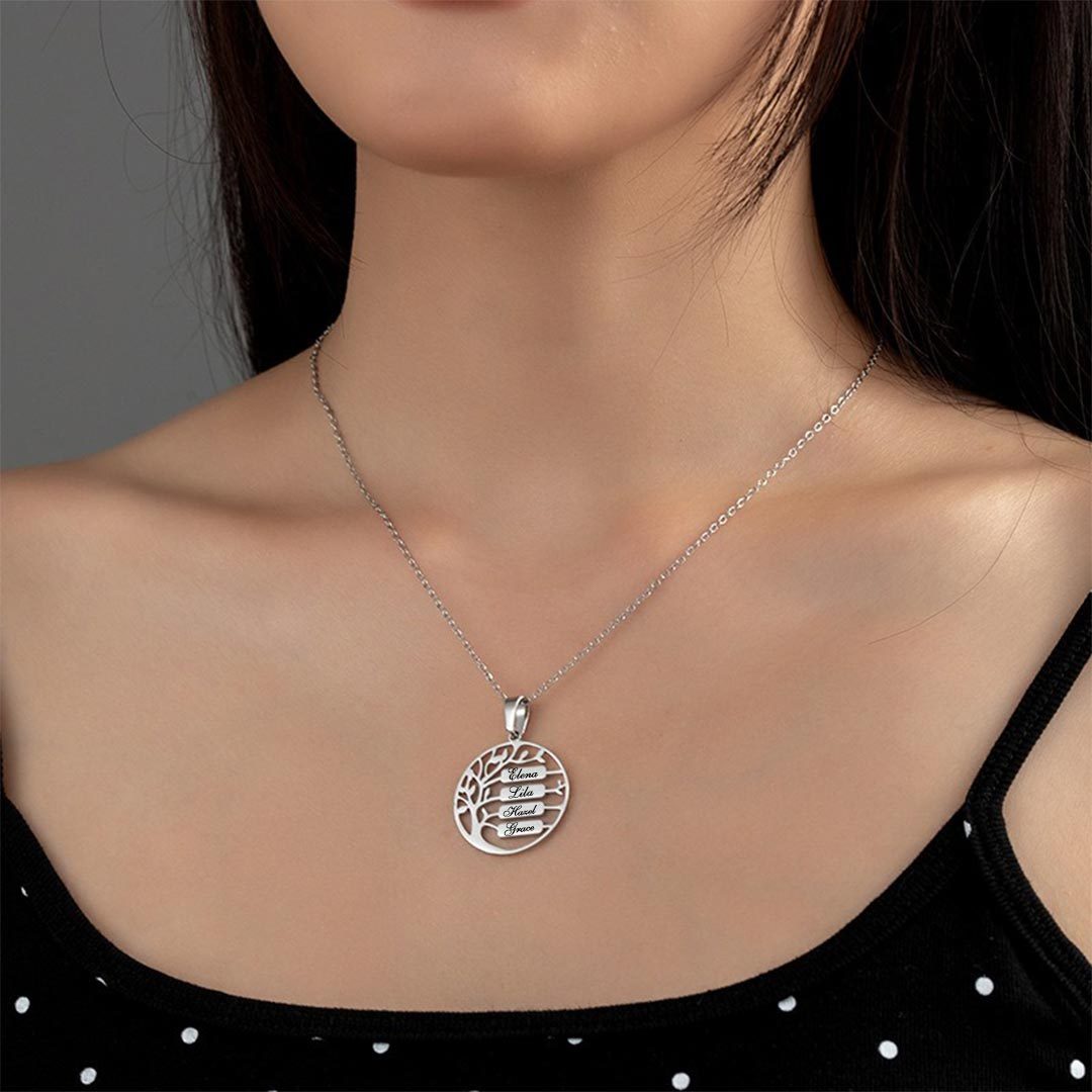 Tree of Life Horizontal Bar Name Custom Necklace