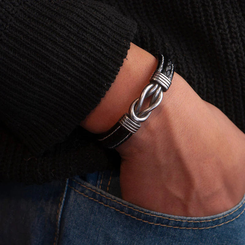 For Grandson - Grandmother and Grandson Forever Linked Together Black Knot Bracelet-37bracelet