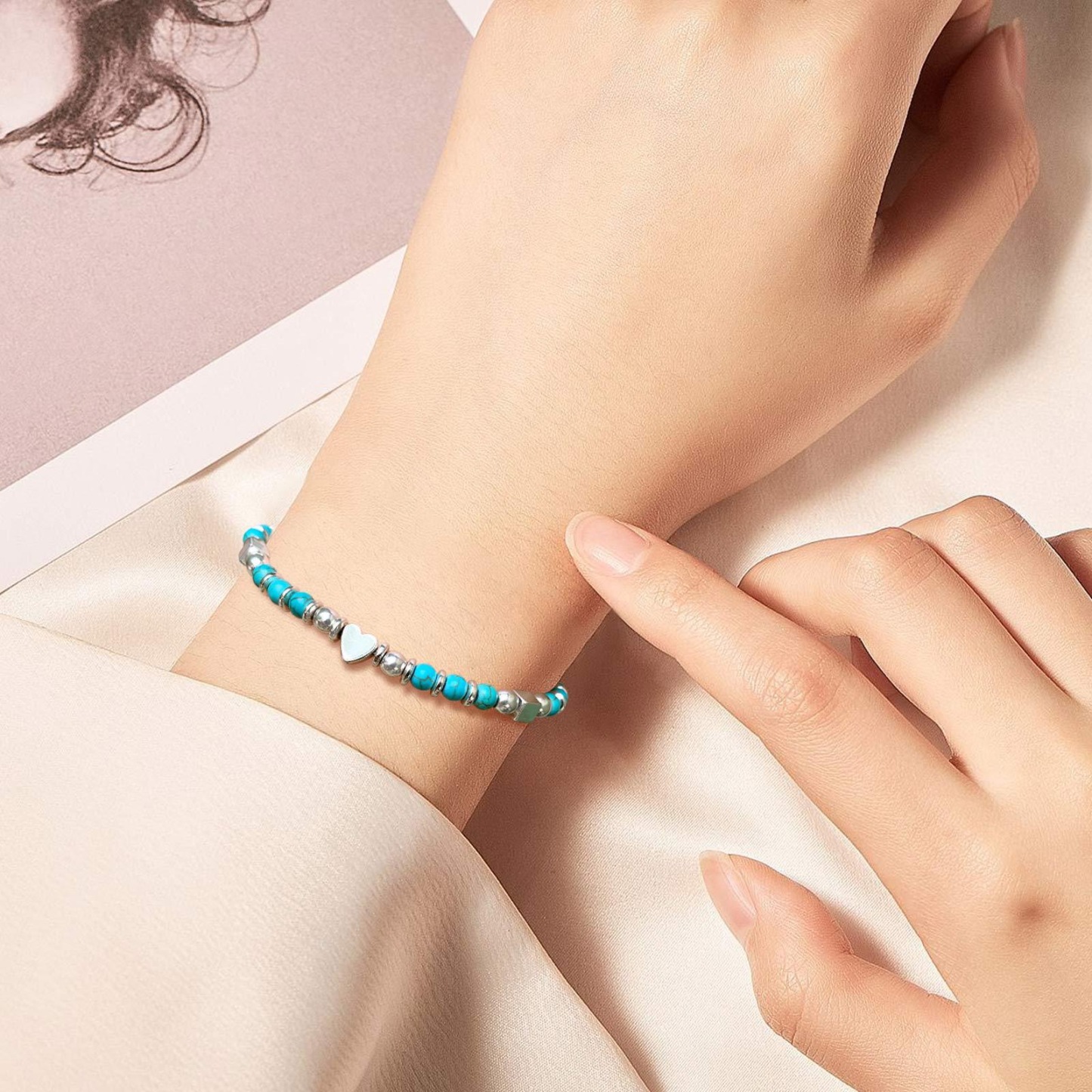 To My Granddaughter-Turquoise Heart Bracelet