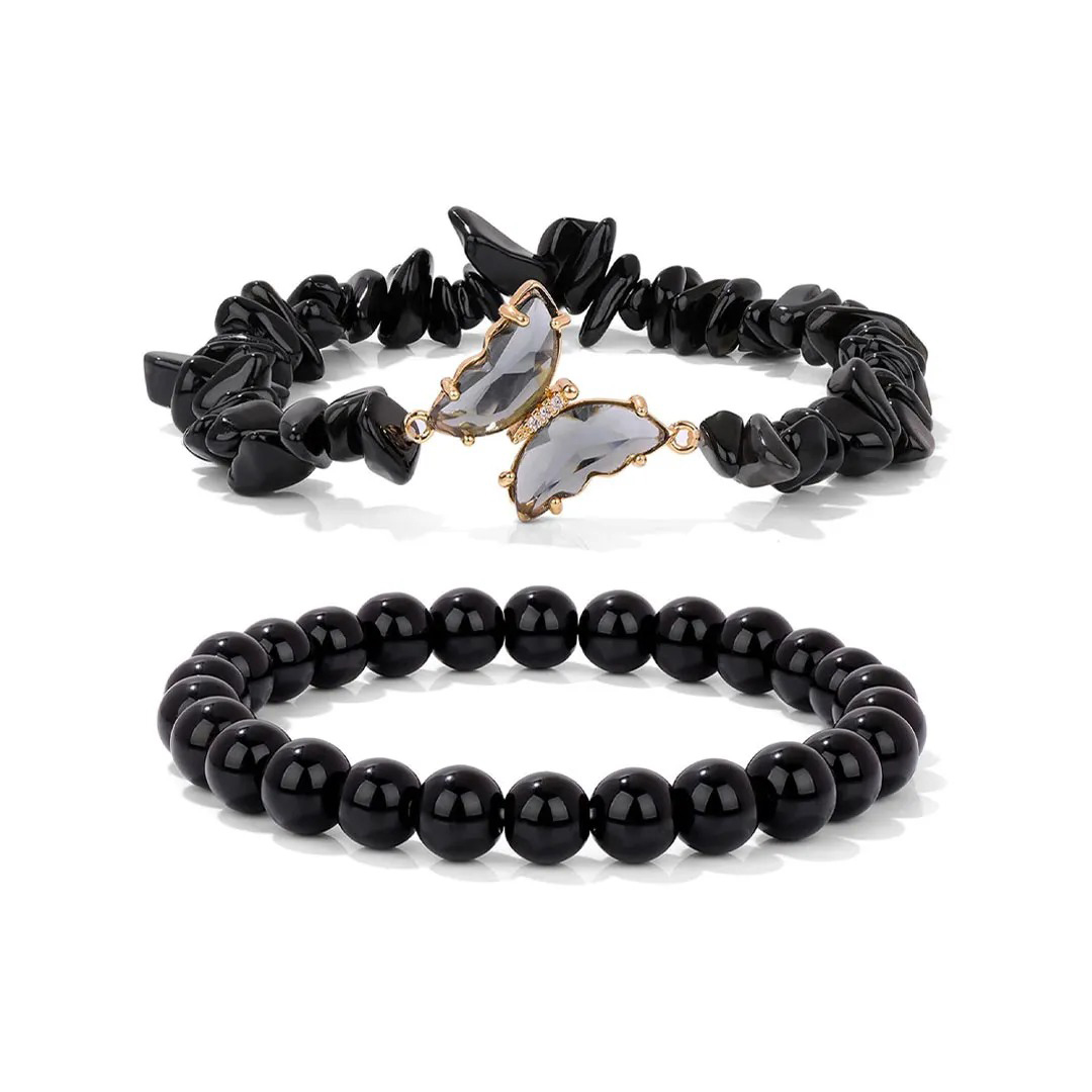 For Memorial-Butterflies are sent from  heaven above Double-layer crystal butterfly bracelet