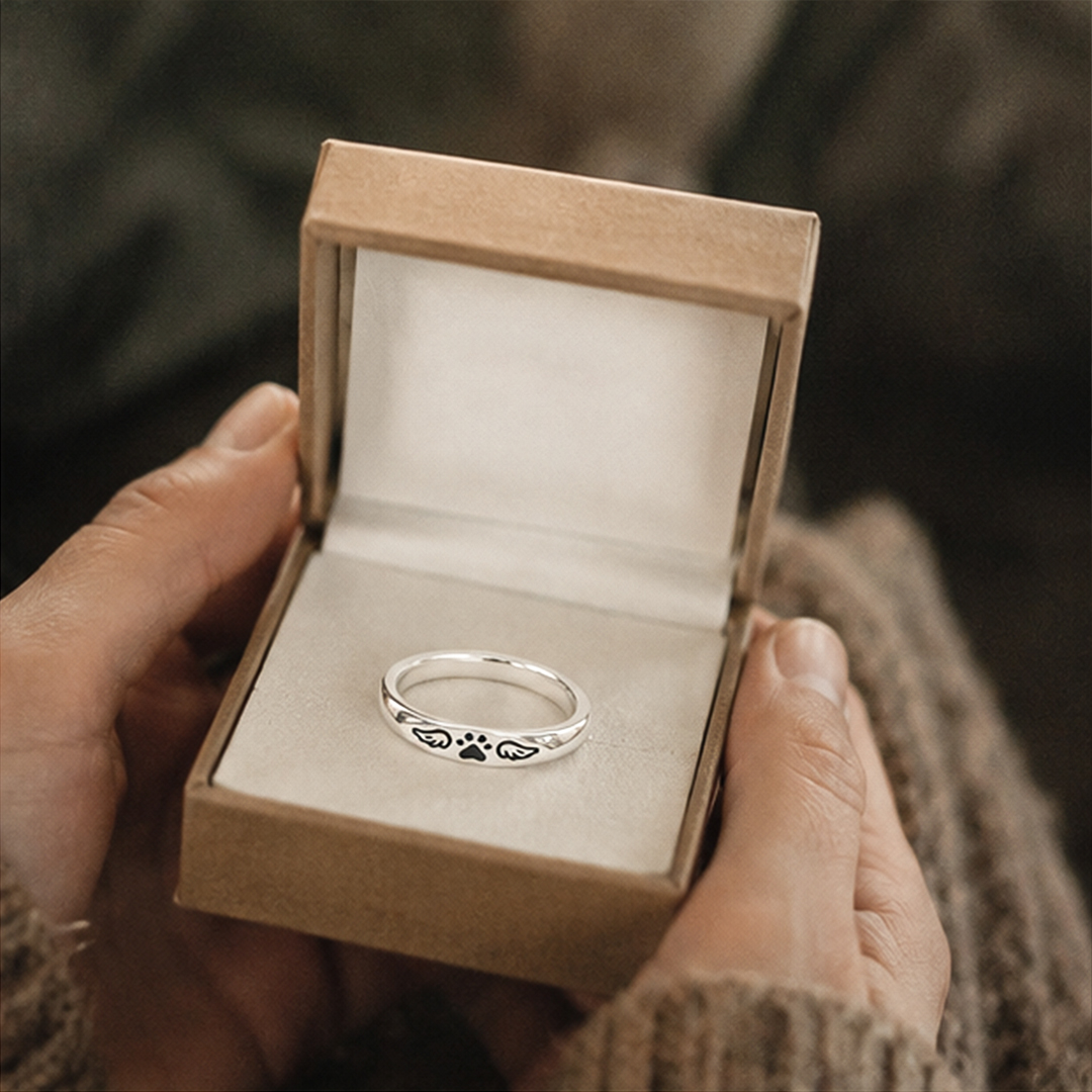 [⚡38% OFF] FOR MEMORIAL - My Four-legged Angel is Always Near By Tiny Paw With Wings Ring