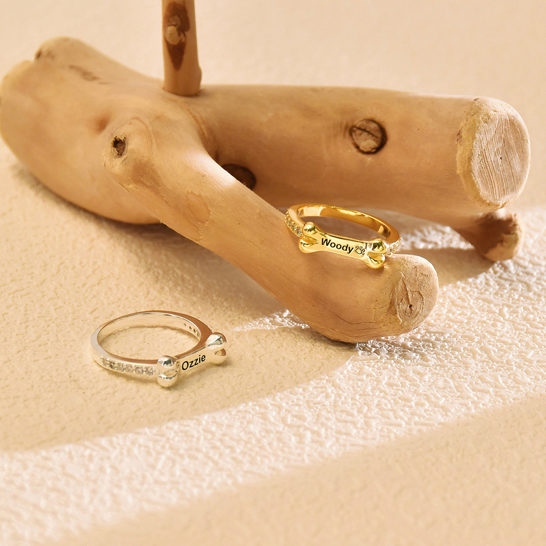 Personalized Dog Bone Shaped Ring