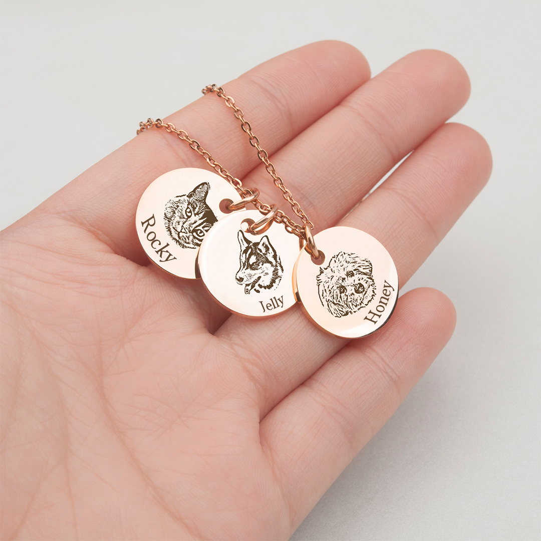 Custom Pet Face Portrait Necklace