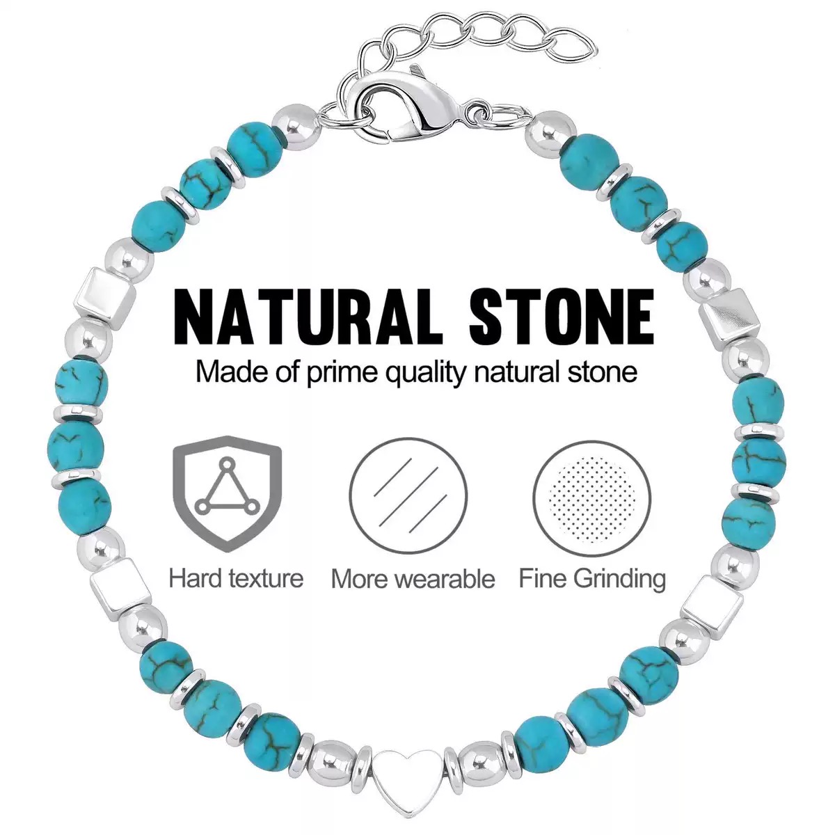 To My Granddaughter-Turquoise Heart Bracelet