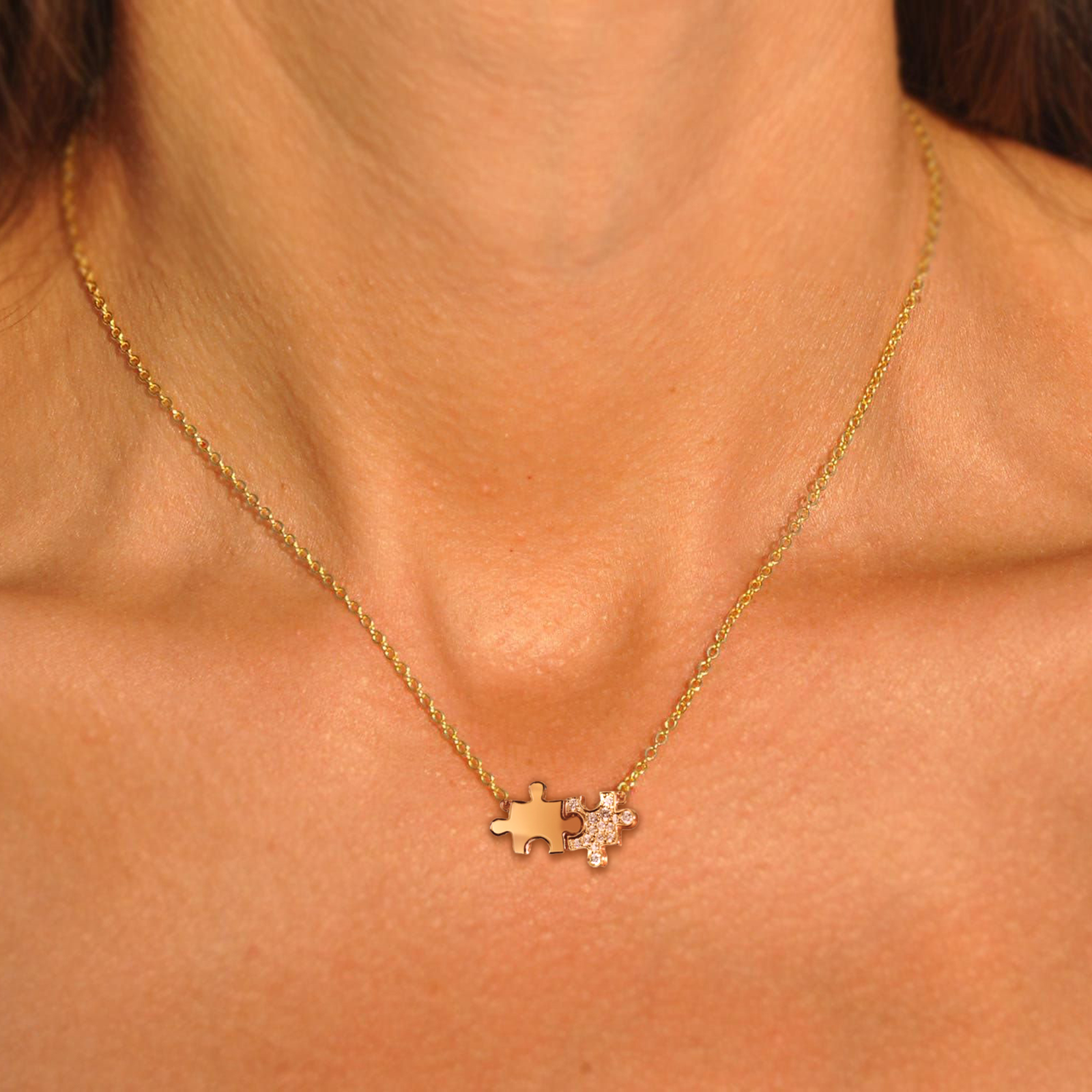 S925 Beautiful But Broken Pieces Fit Together Puzzle Necklace