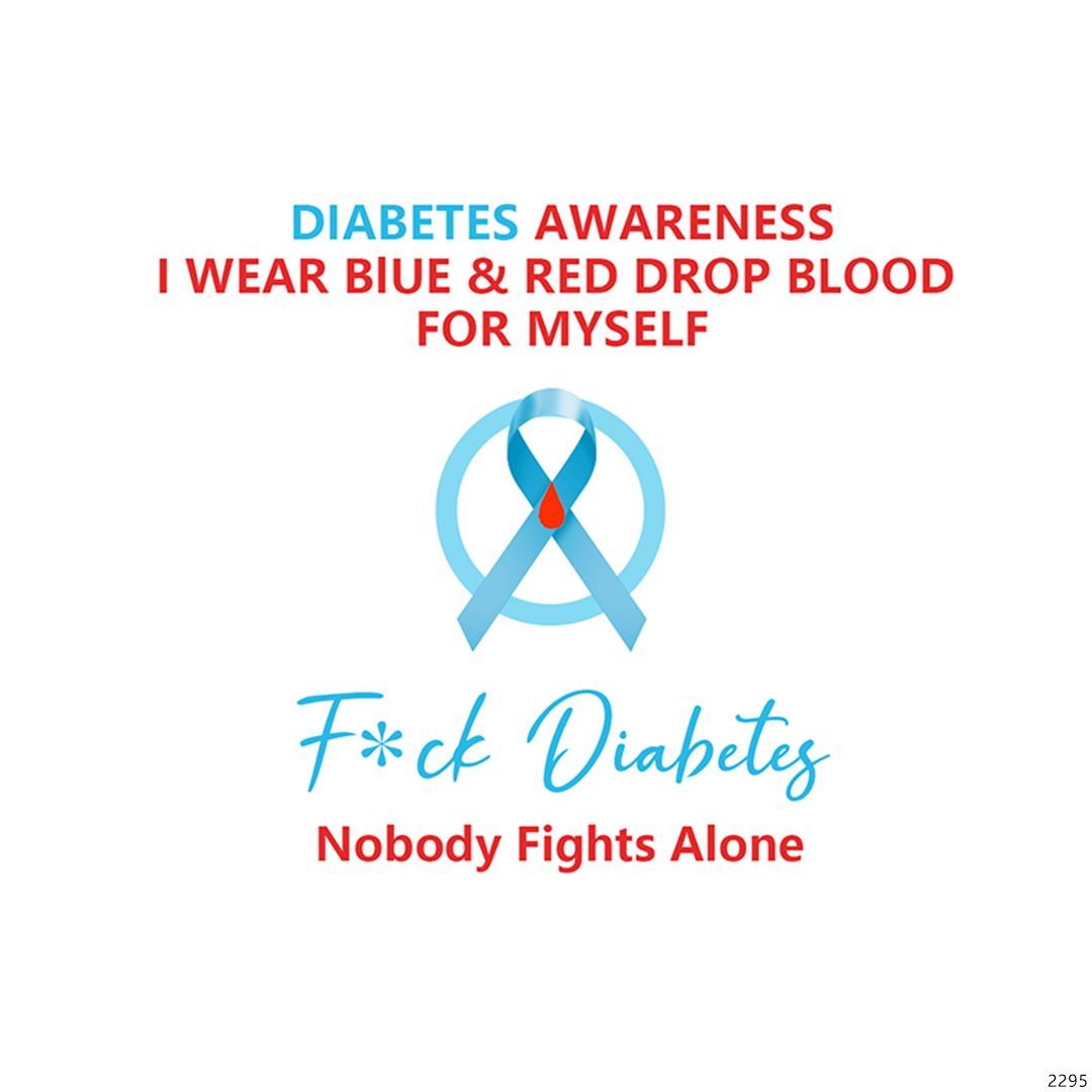 Diabetes Awareness Gift Blue&Red Diamonds Ring