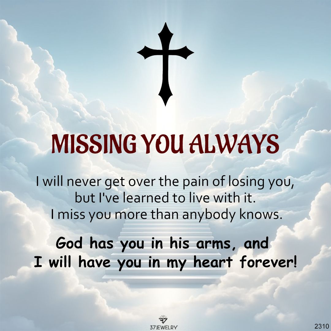 For Memorial-Missing You Always Cross Heart Necklace