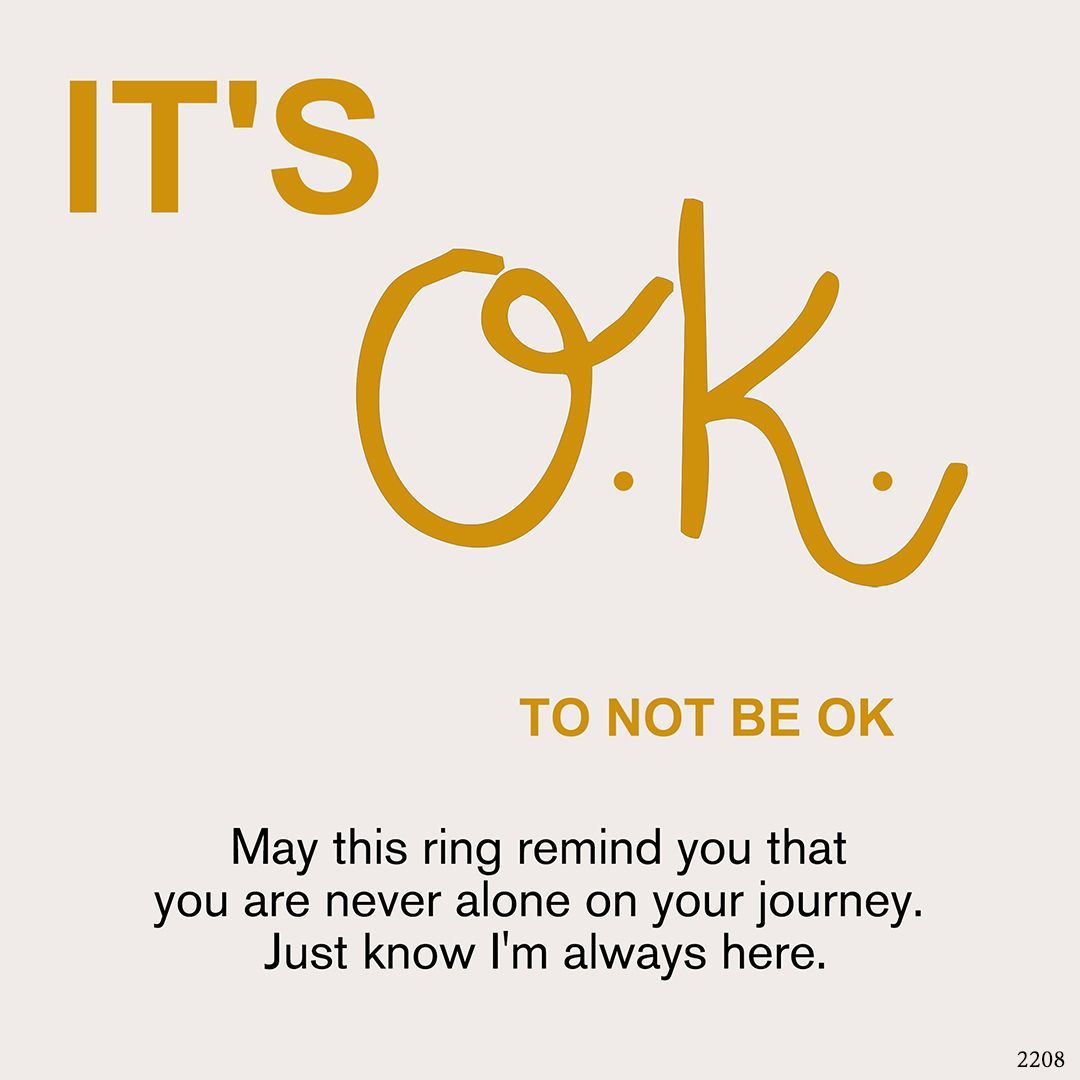 Breast Cancer Awareness-It is ok to not be ok Cut Moissanite Ring