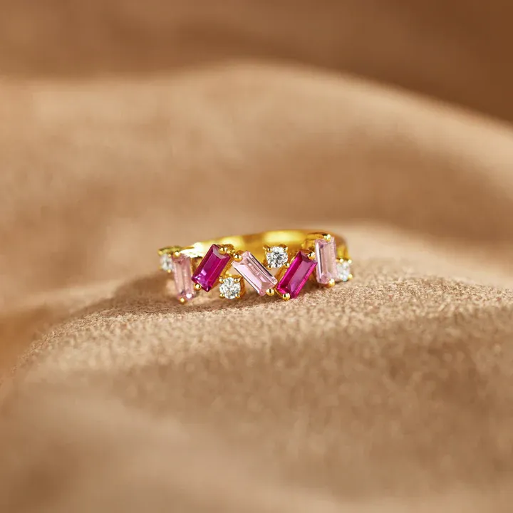 Breast Cancer Awareness-I Am Enough Pink Diamond Ring