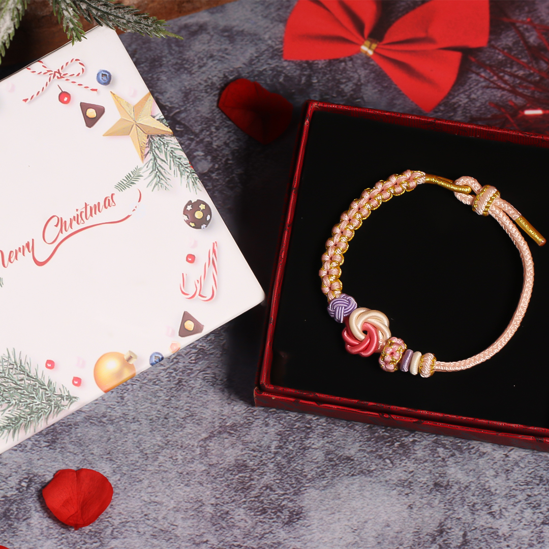 For Granddaughter - A LINK THAT CAN NEVER BE UNDONE Peach Blossom Knot Bracelet