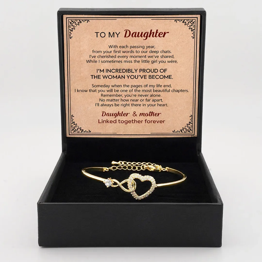 To My Daughter - S925 Linked Together Forever Heart Infinite Heart Bracelet