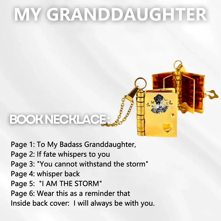 For Granddaughter - I'm The Storm Book Necklace