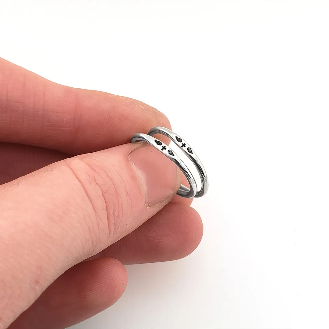For Memorial - Dainty Winged Cross Ring
