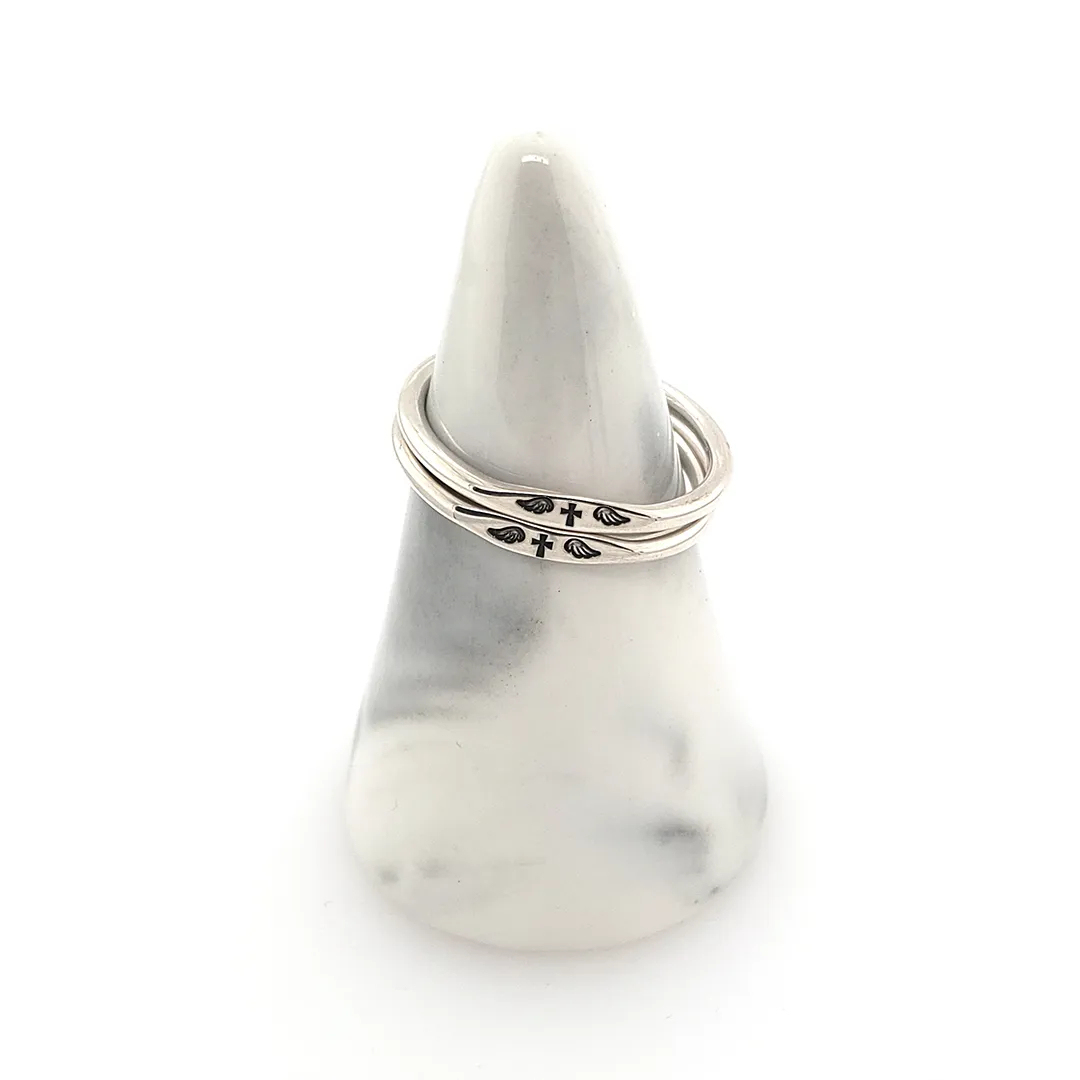 For Memorial - Dainty Winged Cross Ring