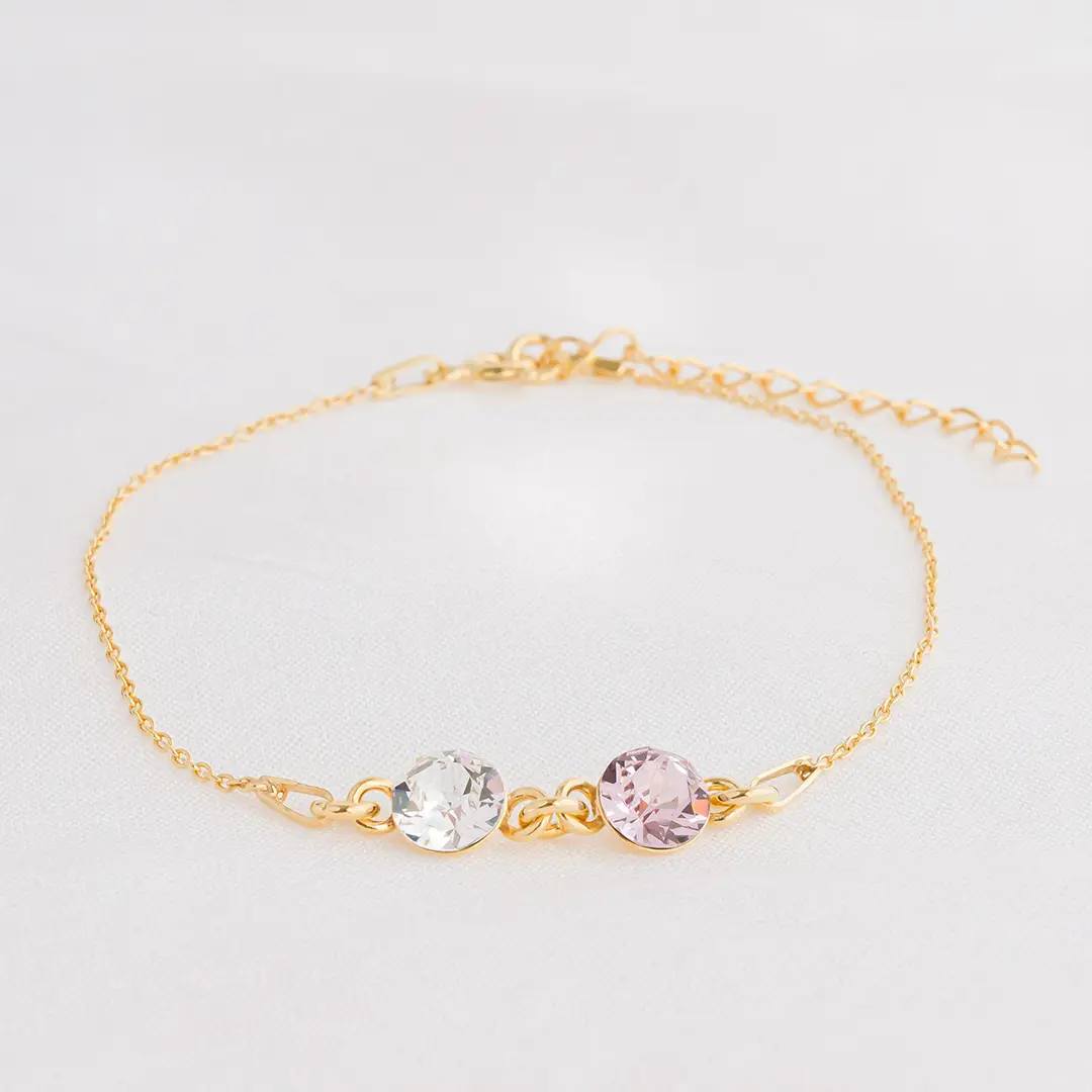 For Mother - Mother And Kids Forever Linked Together Custom Birthstones Bracelet