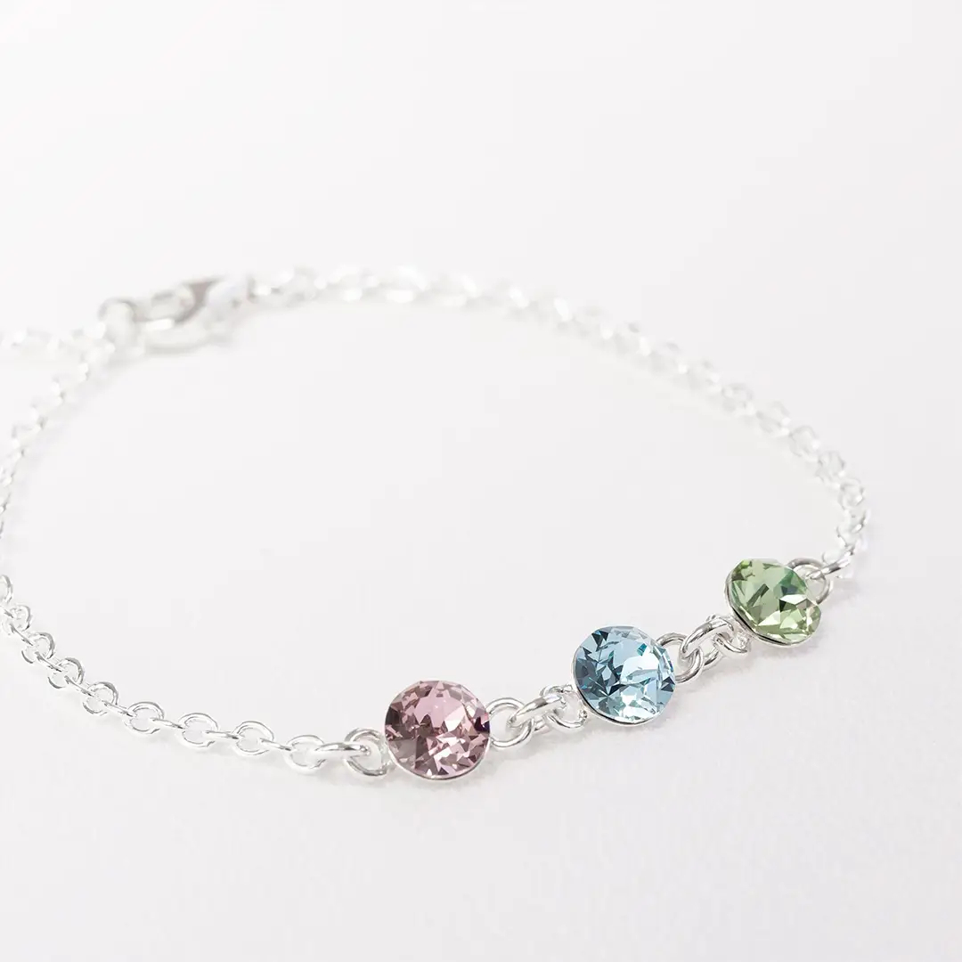 For Mother - Mother And Kids Forever Linked Together Custom Birthstones Bracelet