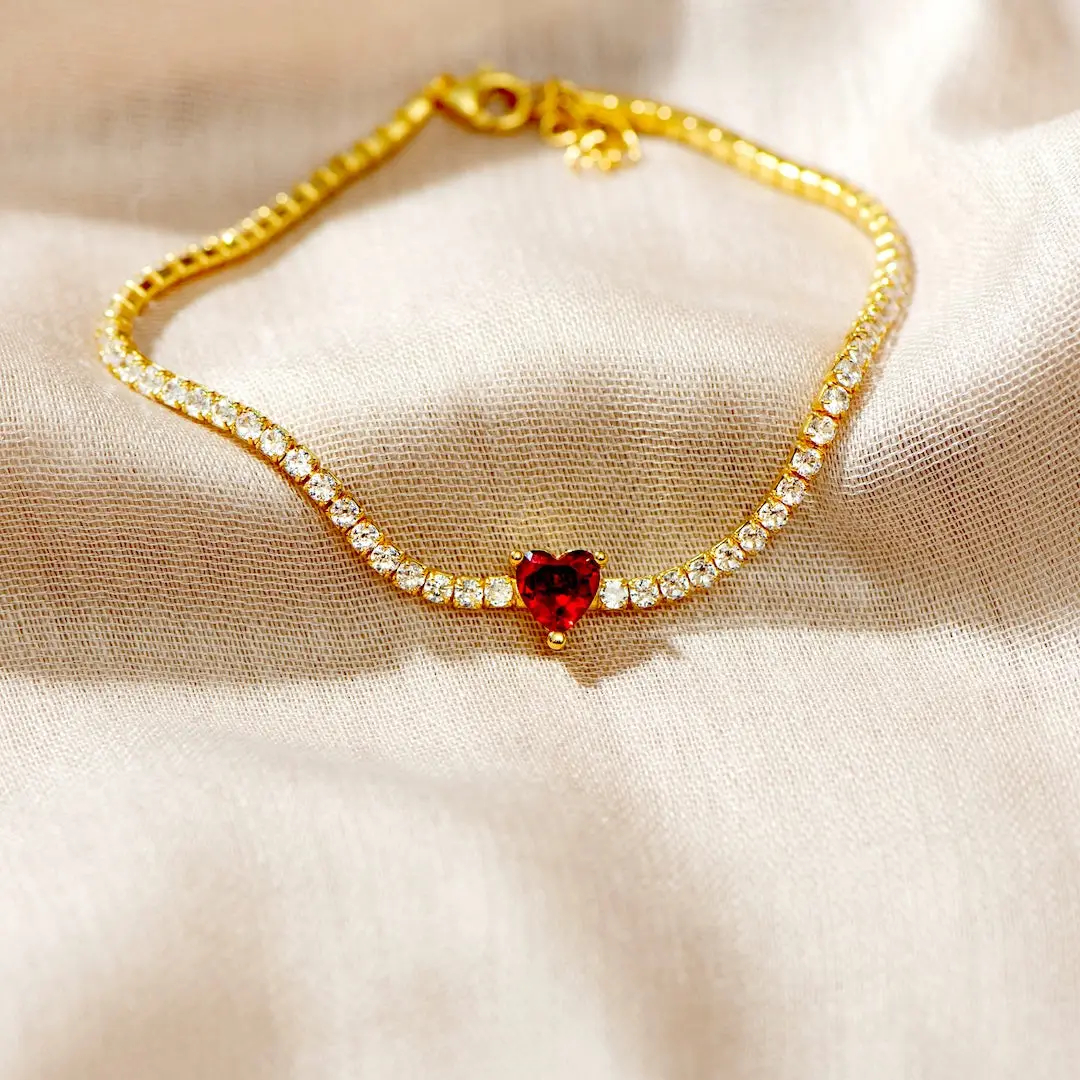 Heart Health Awareness-Red Heart Tennis Bracelet