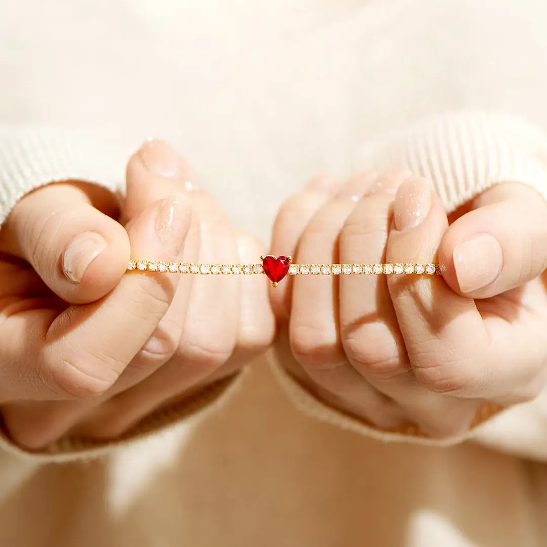 Heart Health Awareness-Red Heart Tennis Bracelet