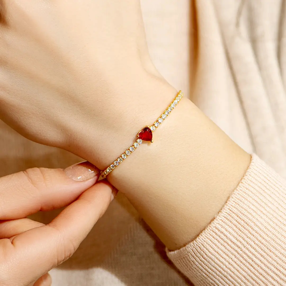Heart Health Awareness-Red Heart Tennis Bracelet