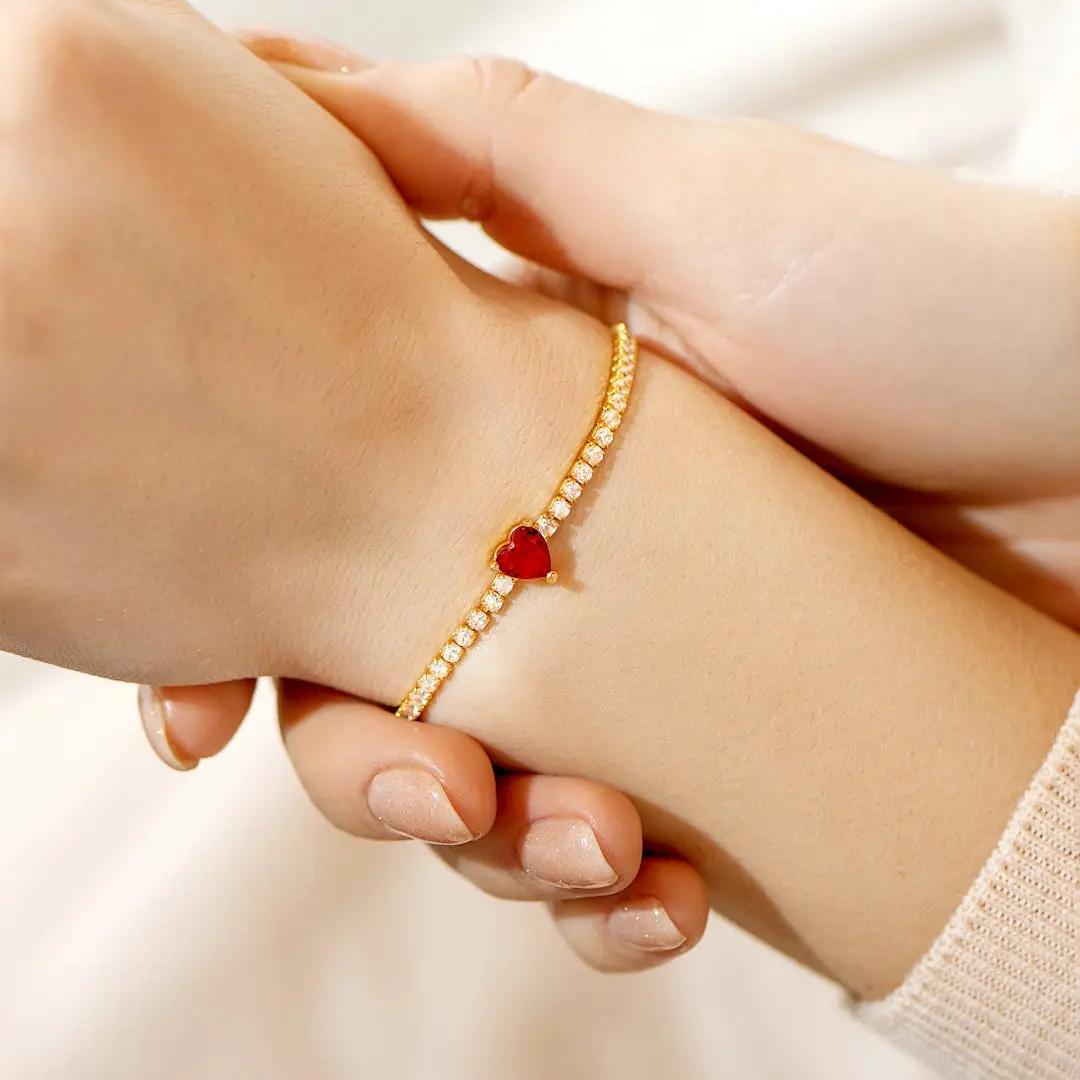 Heart Health Awareness-Red Heart Tennis Bracelet