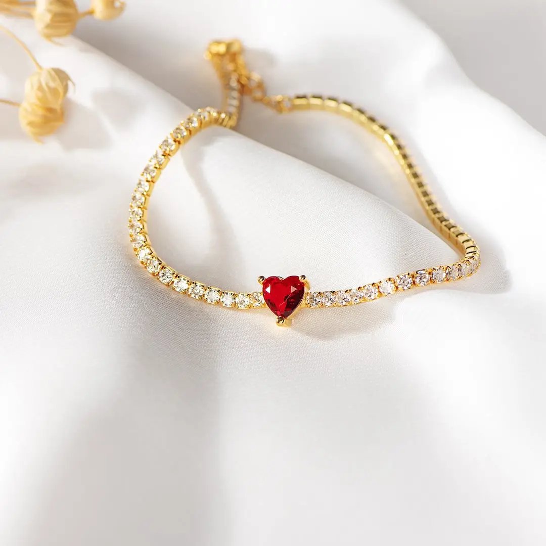 Heart Health Awareness-Red Heart Tennis Bracelet