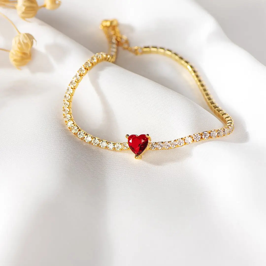Heart Health Awareness-Red Heart Tennis Bracelet