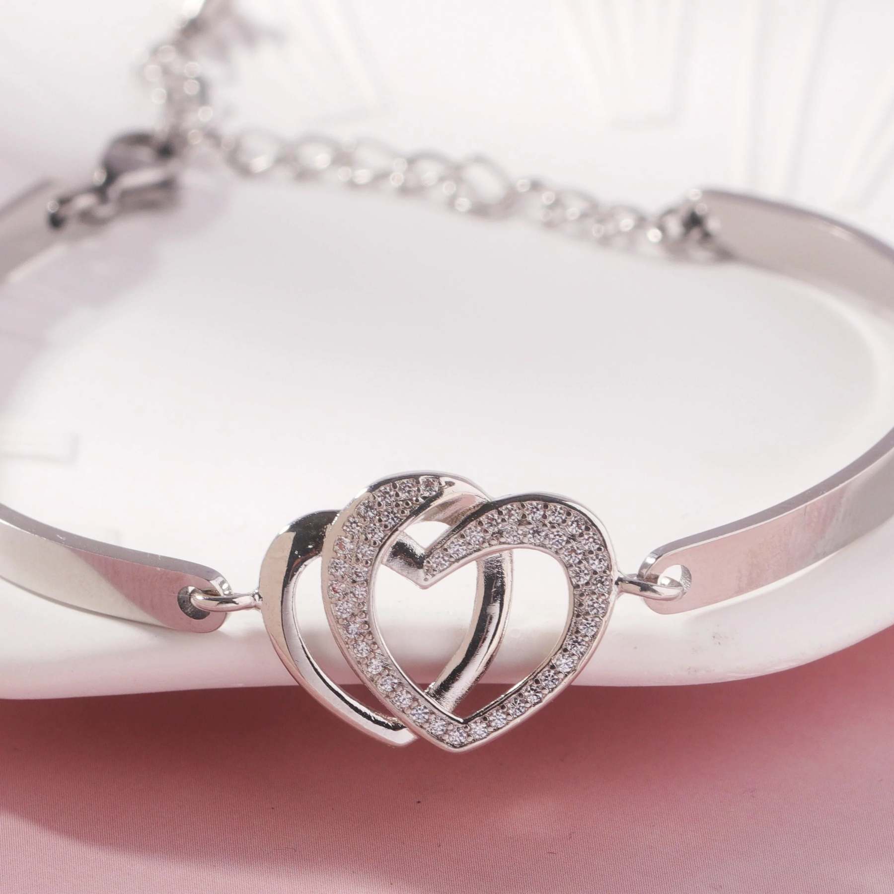 For Daughter-in-law - You are also my daughter-in-heart Double Hearts Bracelet-37bracelet