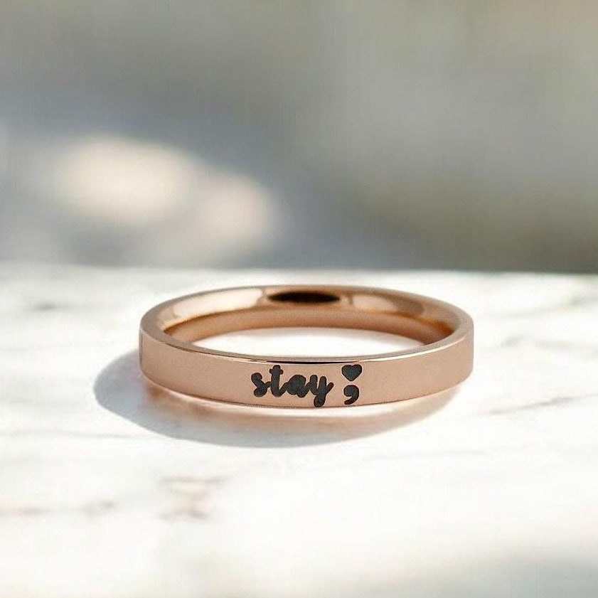 Stay Another Day Semicolon Ring – Suicide Prevention Awareness Jewelry