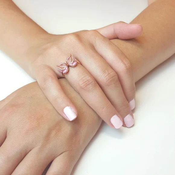 For Memorial - Those We Love Fly with Us Diamond Double Butterfly Ring